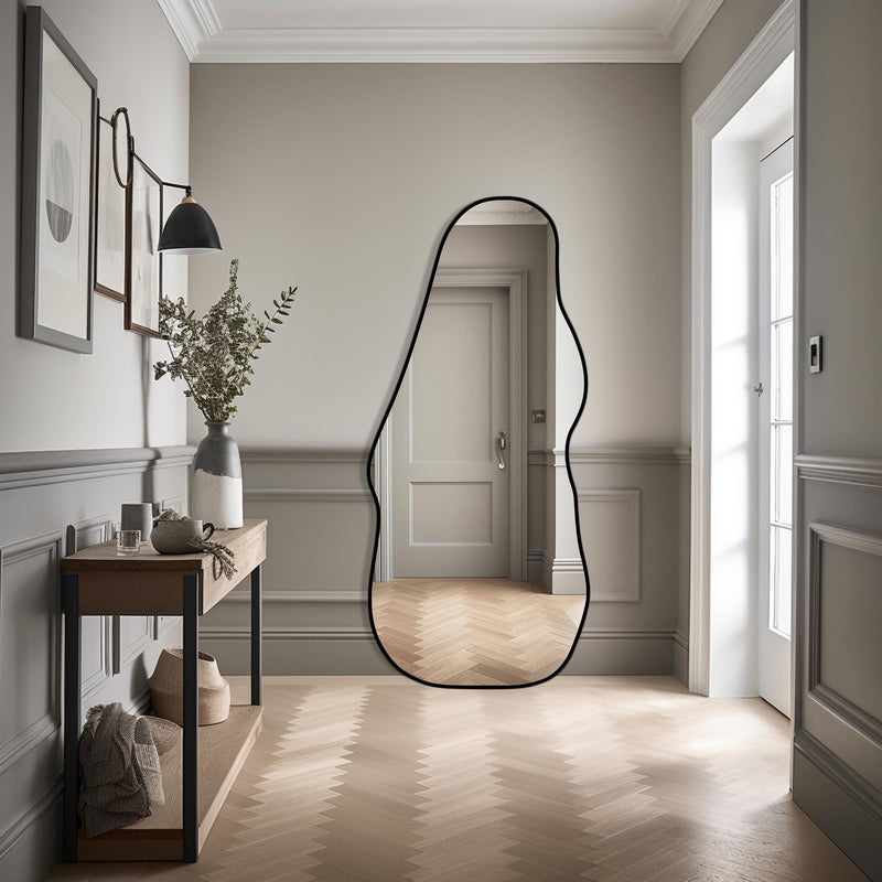 Miroir de bassin pleine longueur skaï noir