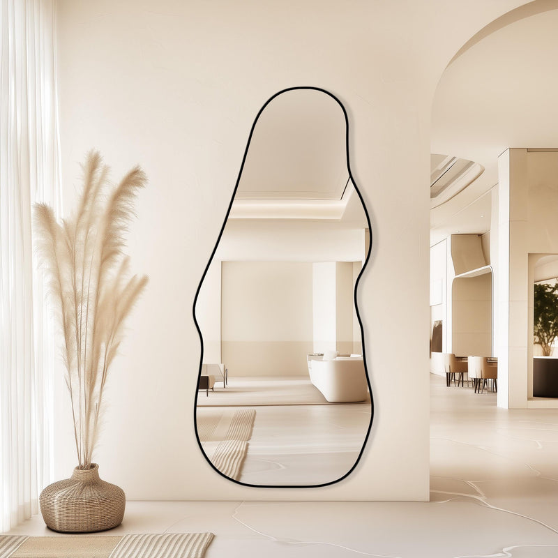 Miroir de bassin pleine longueur skaï noir