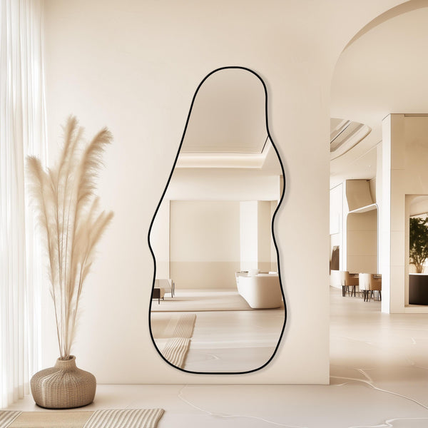 Miroir de bassin pleine longueur skaï noir