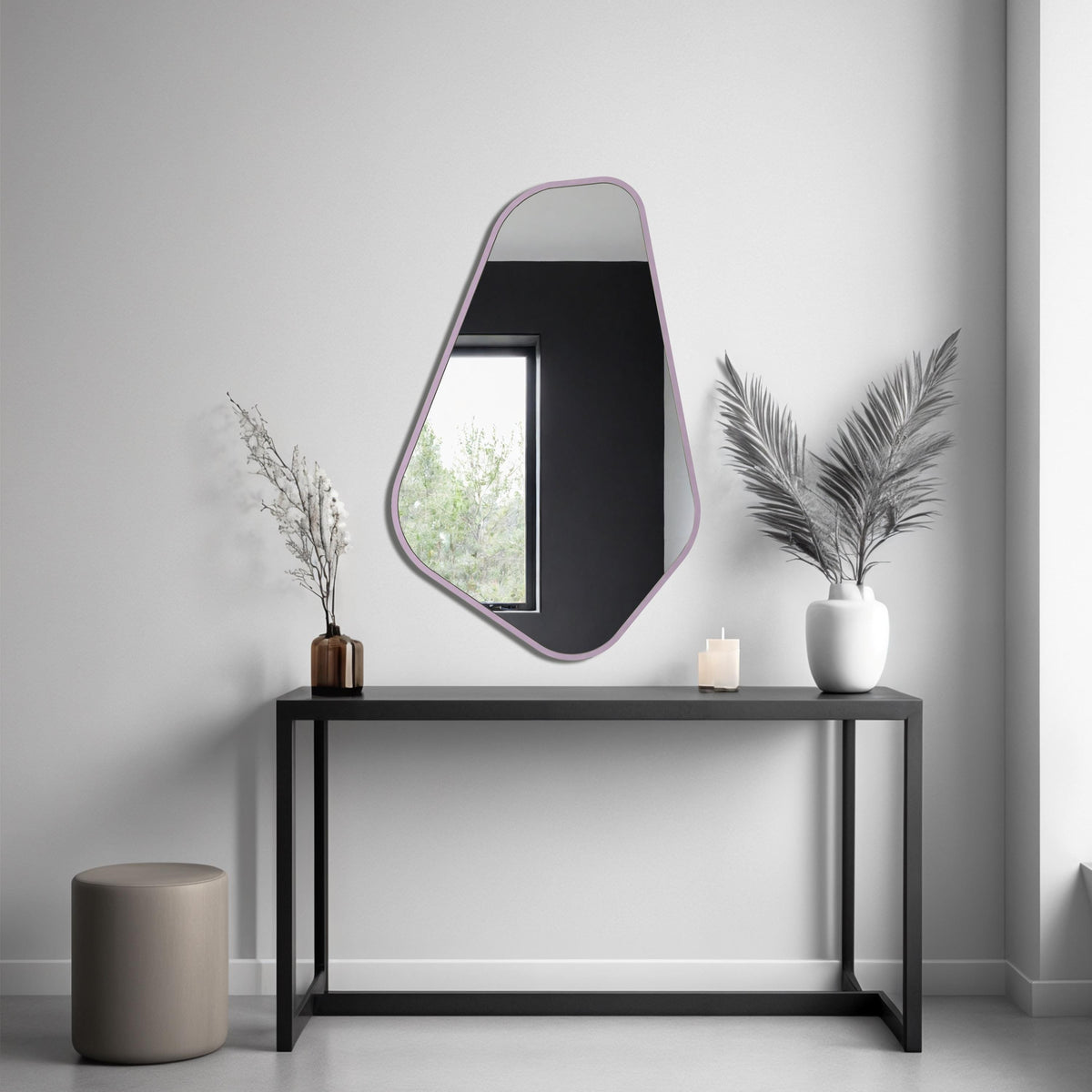 Miroir mural noir asymétrique - Miroir organique