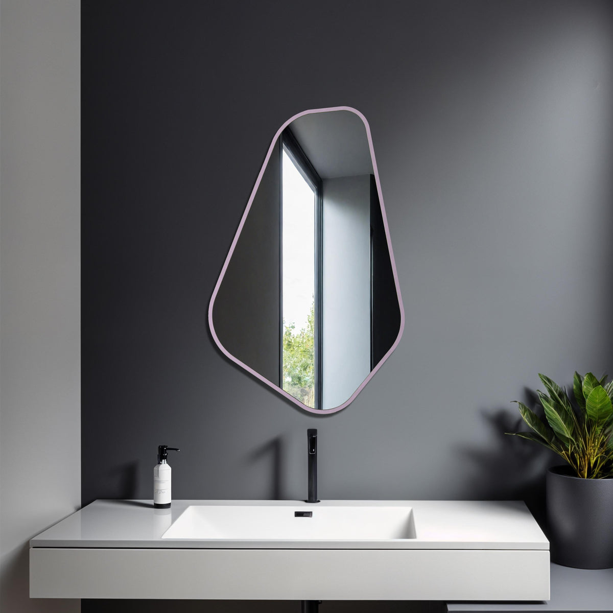 Miroir mural noir asymétrique - Miroir organique