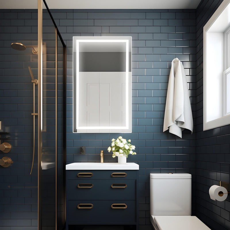 Miroir rectangulaire à LED avec éclairage frontal