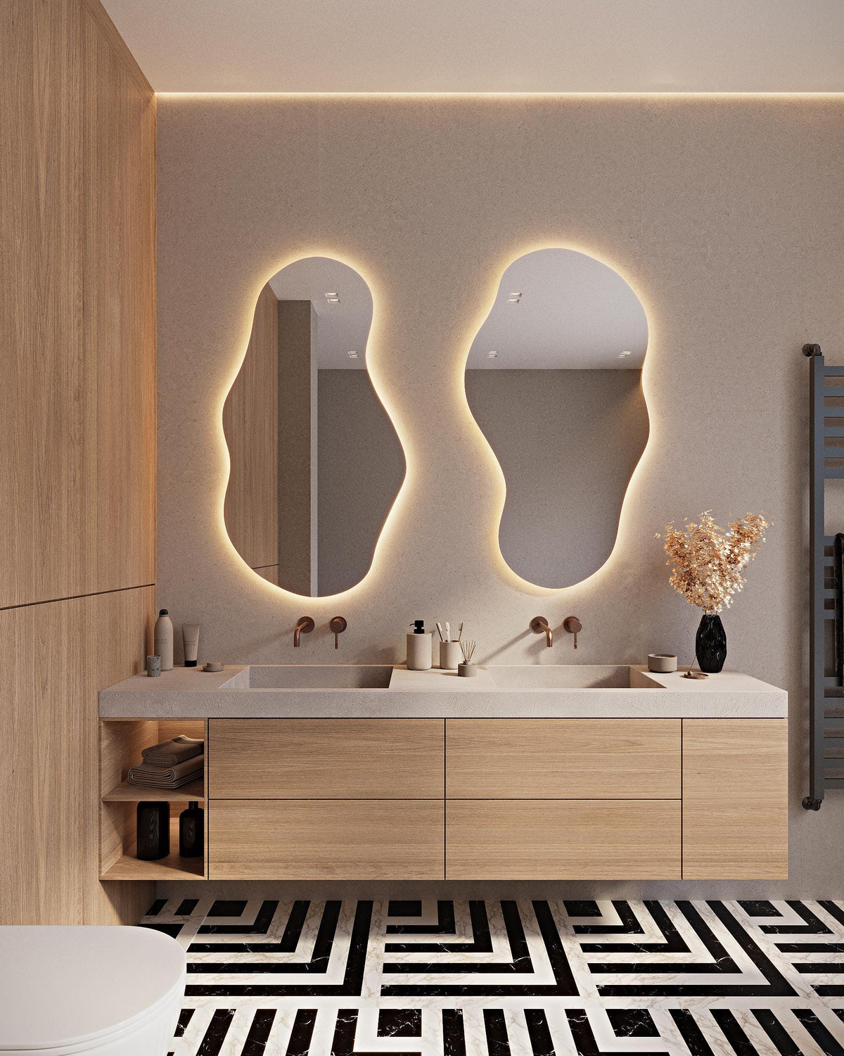 Miroir irrégulier avec éclairage LED