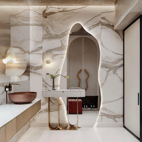 Miroir lumineux LED pleine longueur asymétrique