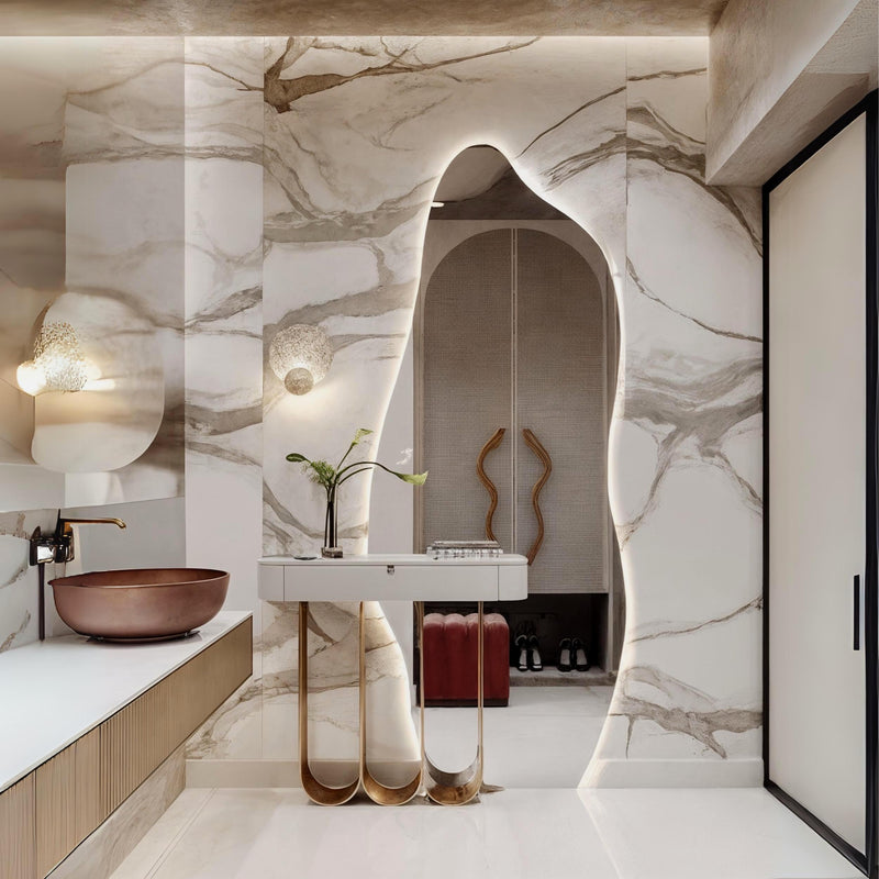 Miroir lumineux LED pleine longueur asymétrique