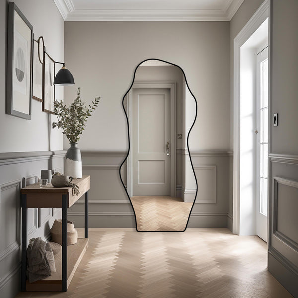 Miroir moderne sur toute la longueur skaï noir