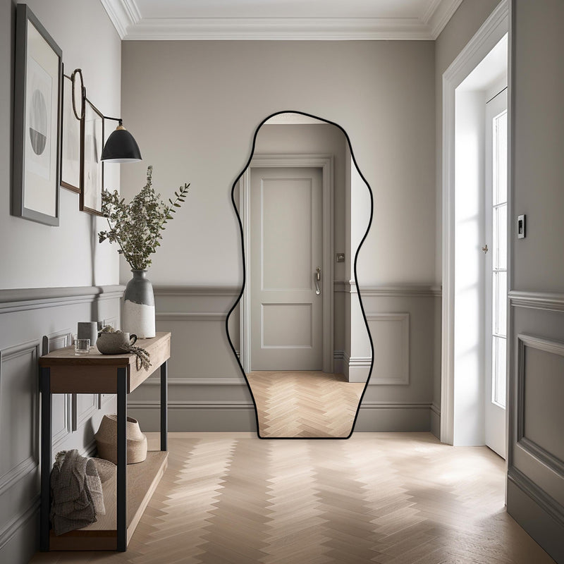 Miroir moderne sur toute la longueur skaï noir
