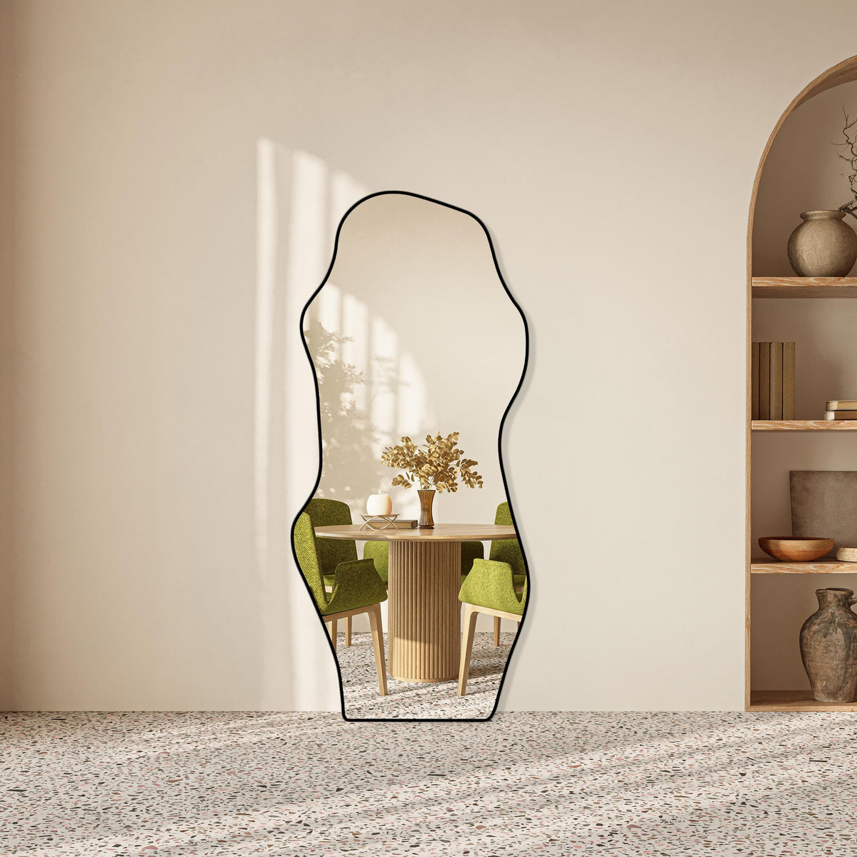 Miroir moderne sur toute la longueur skaï noir