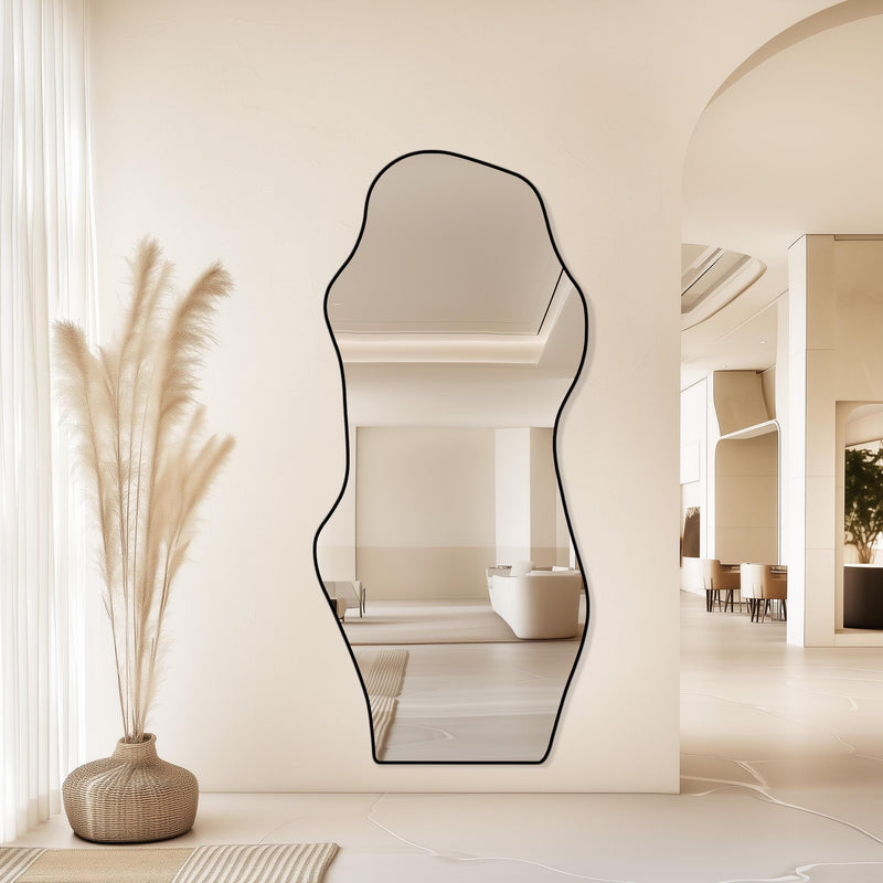 Miroir moderne sur toute la longueur skaï noir