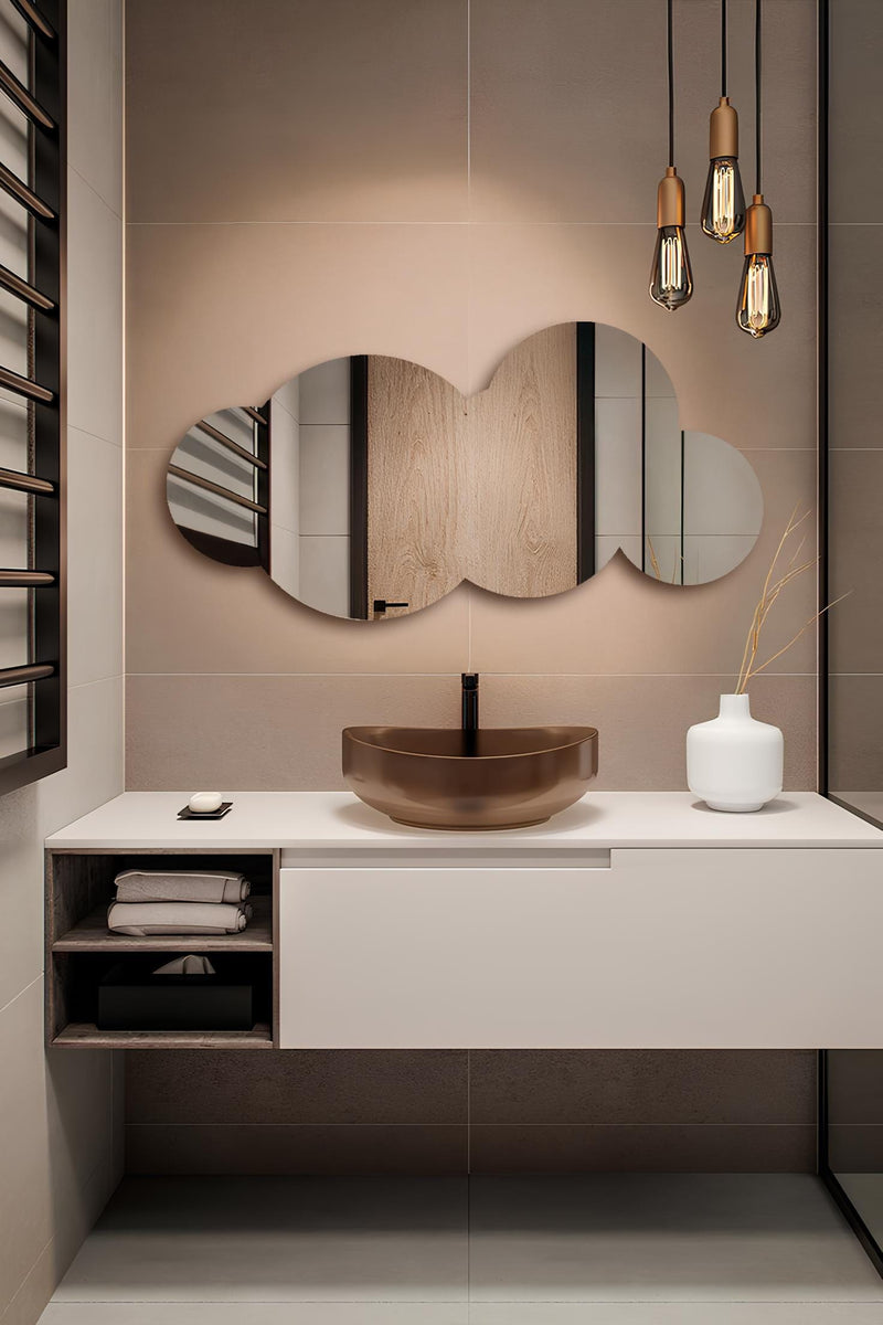 Miroir mural LED irrégulier, design nuage