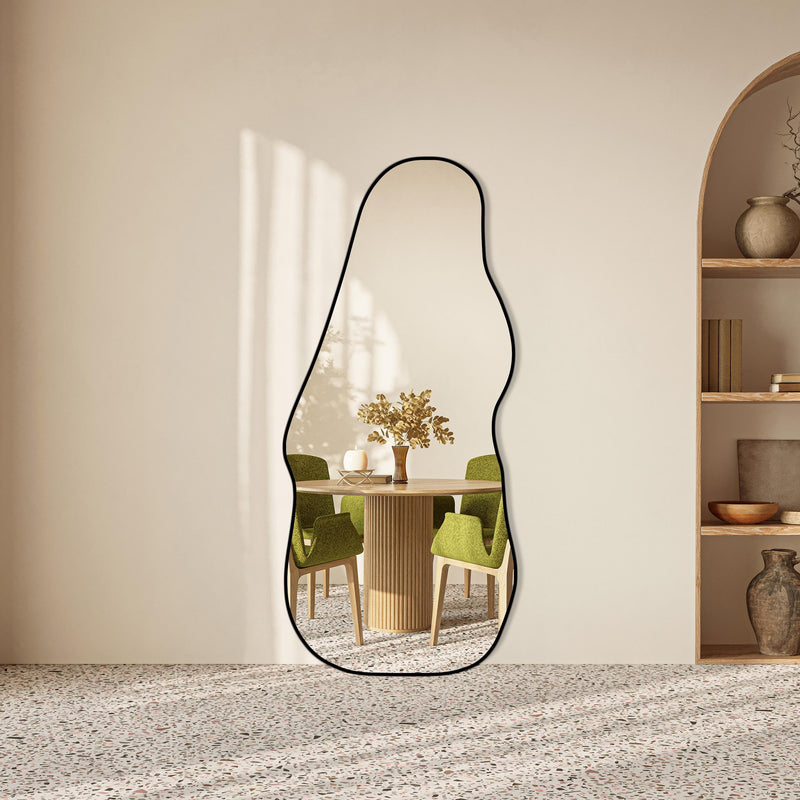 Miroir de bassin pleine longueur skaï noir