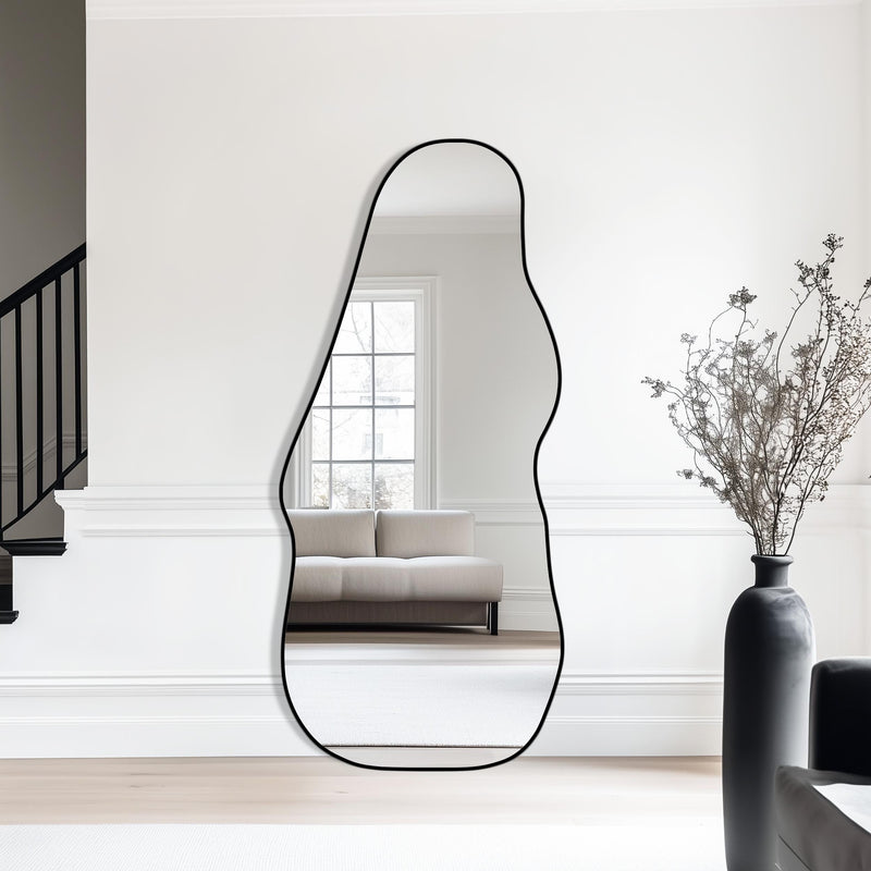 Miroir de bassin pleine longueur skaï noir