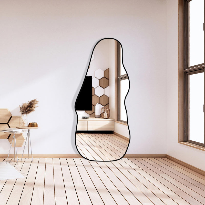 Miroir de bassin pleine longueur skaï noir