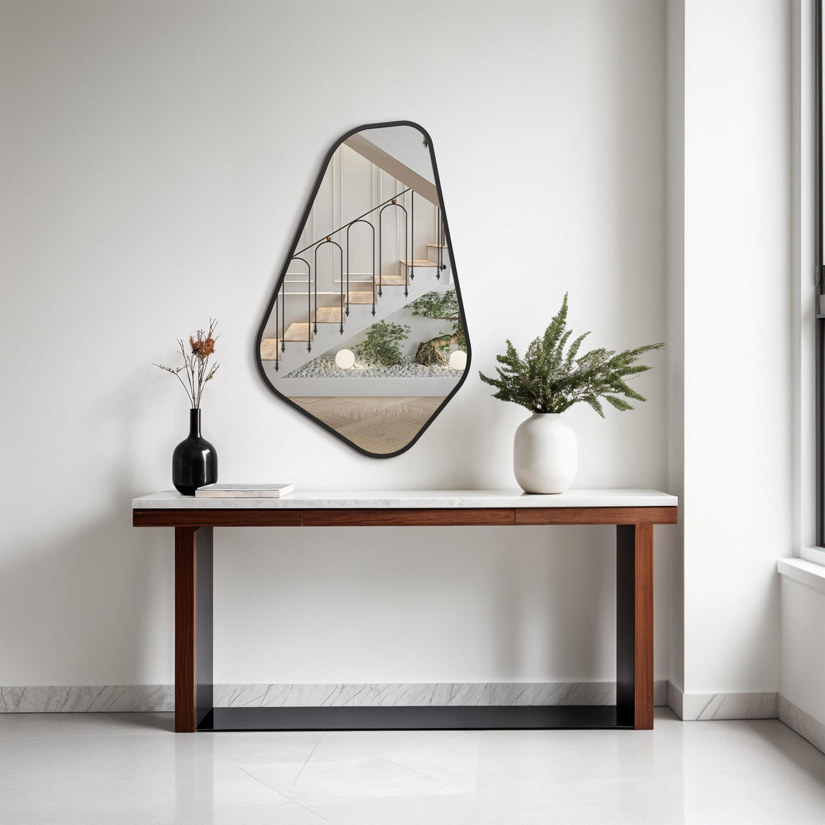 Miroir mural noir asymétrique - Miroir organique