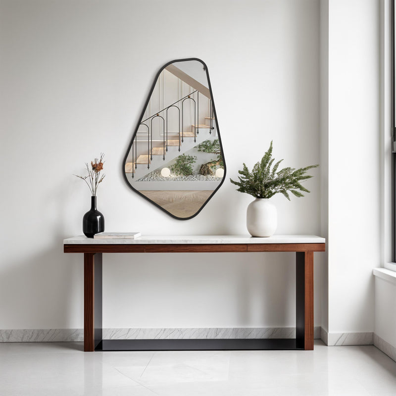 Miroir mural noir asymétrique - Miroir organique