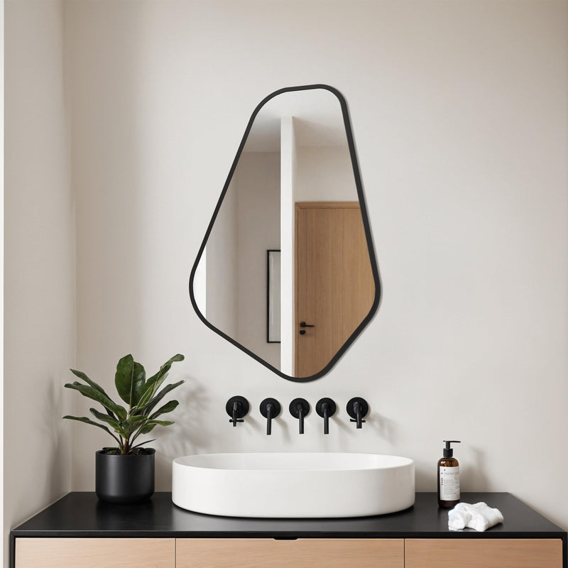 Miroir mural noir asymétrique - Miroir organique