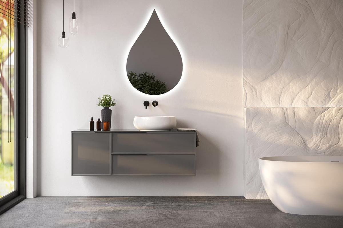 Miroir mural LED goutte de pluie