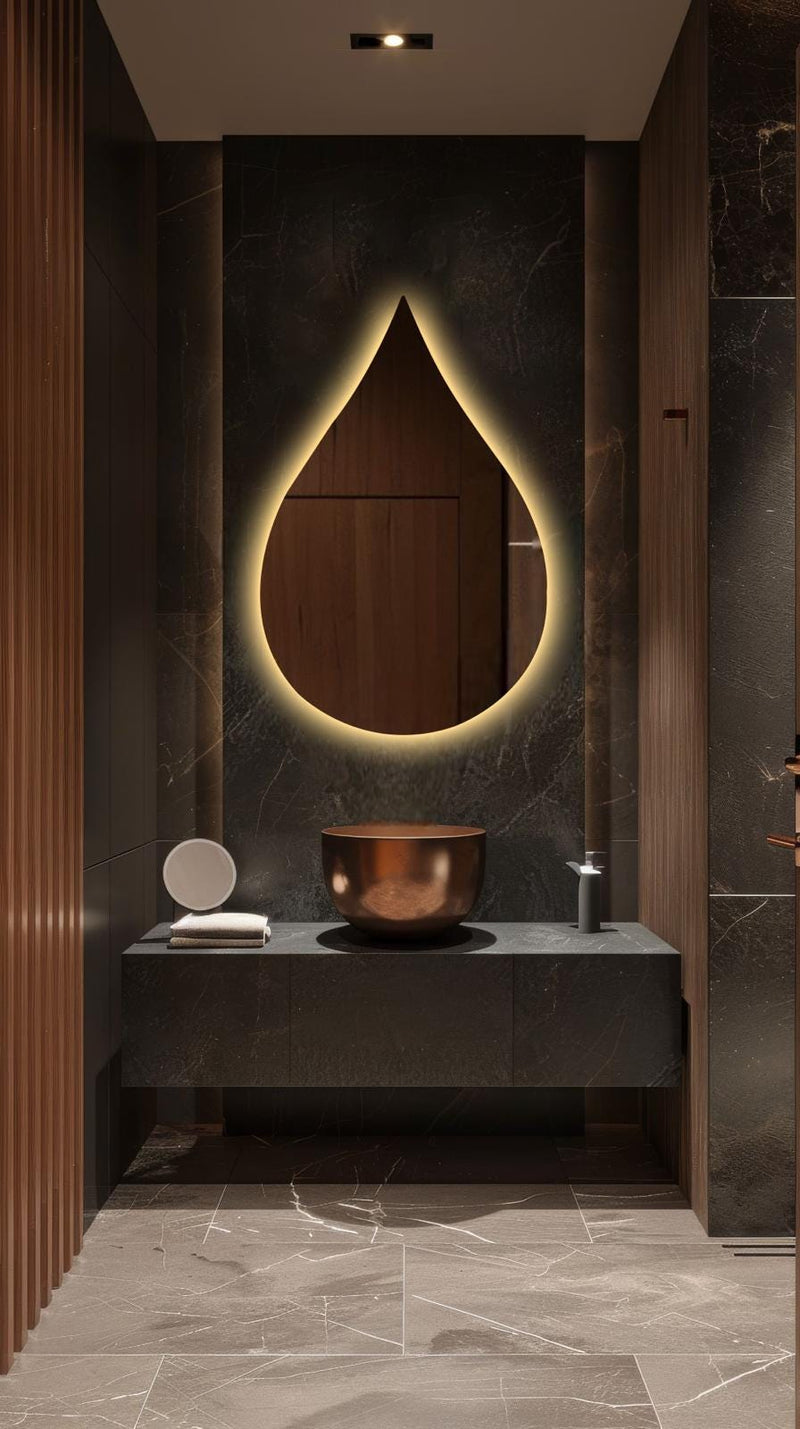 Miroir mural LED goutte de pluie