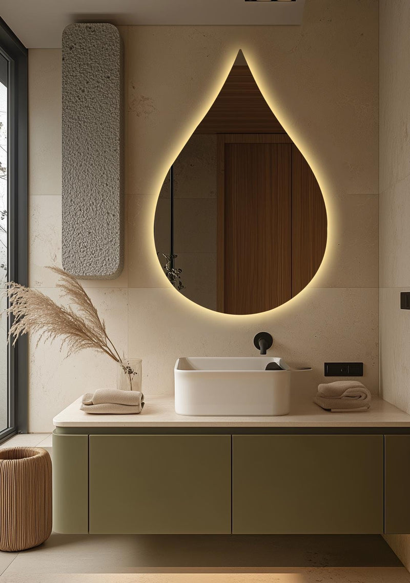 Miroir mural LED goutte de pluie
