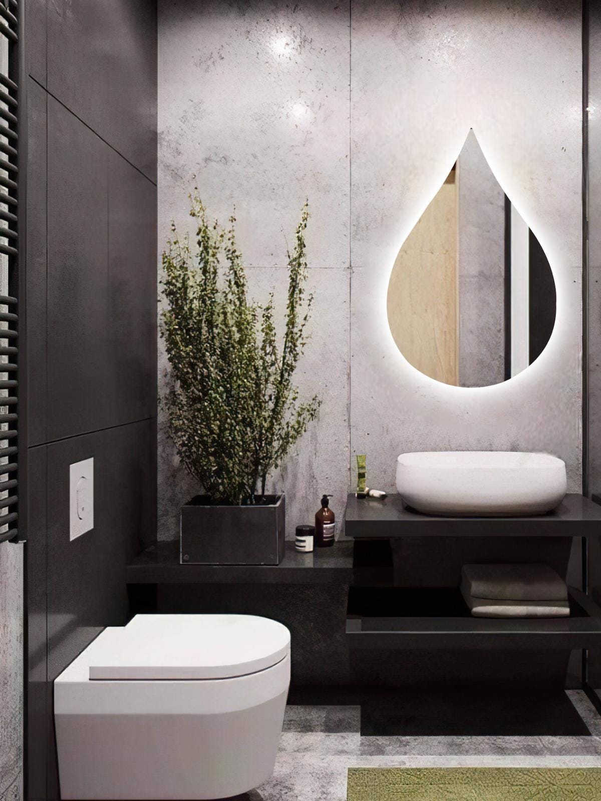 Miroir mural LED goutte de pluie