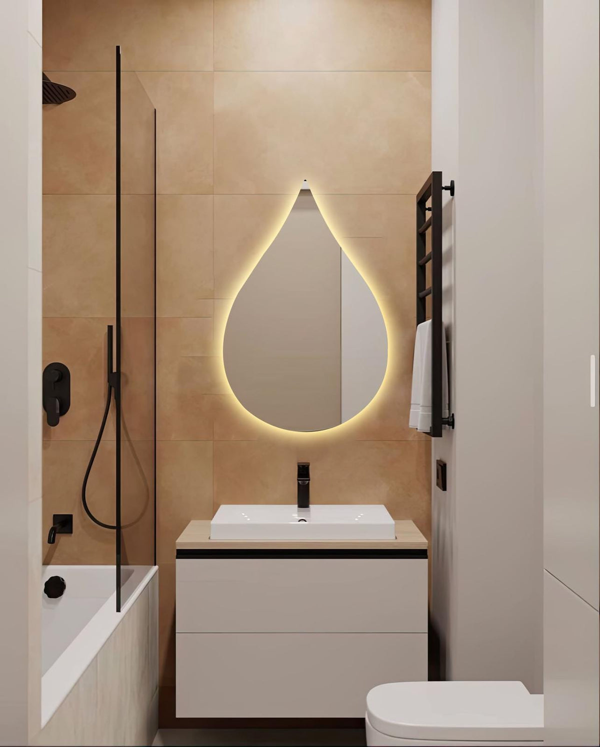 Miroir mural LED goutte de pluie