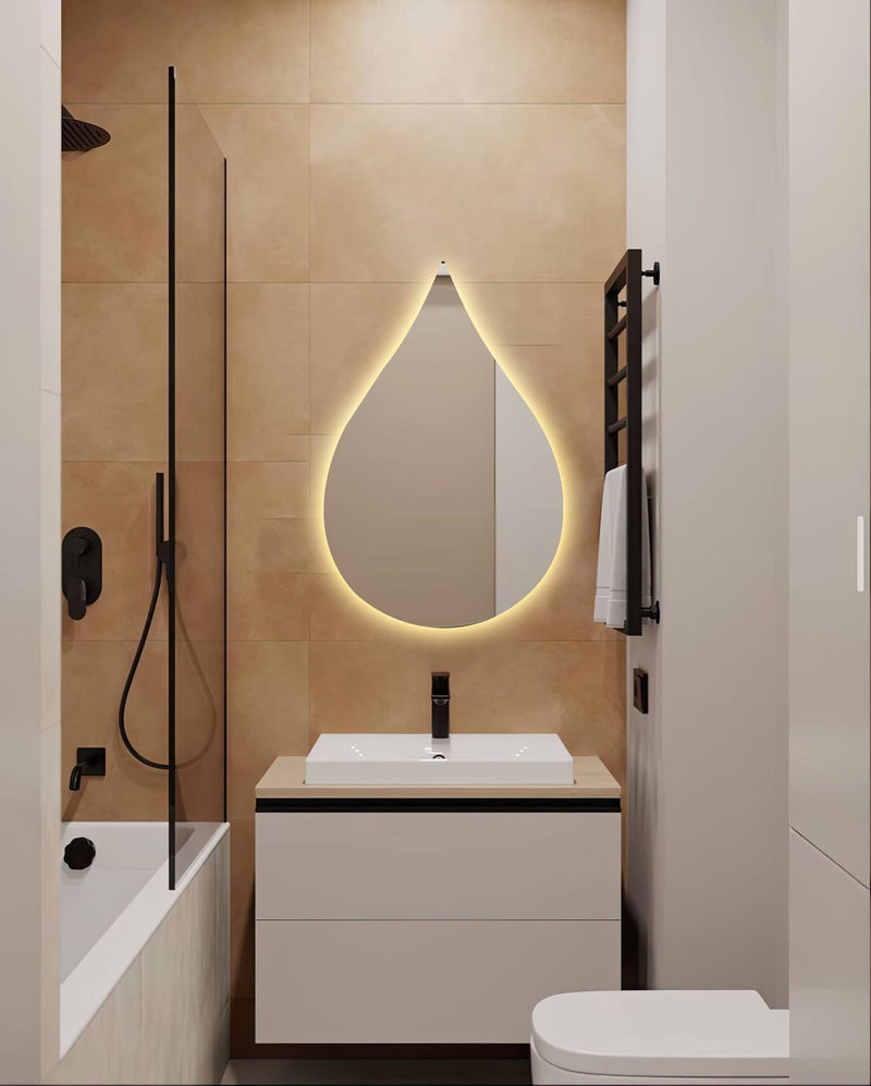 Miroir mural LED goutte de pluie