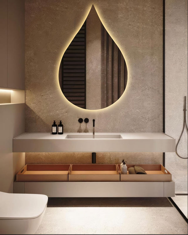 Miroir mural LED goutte de pluie