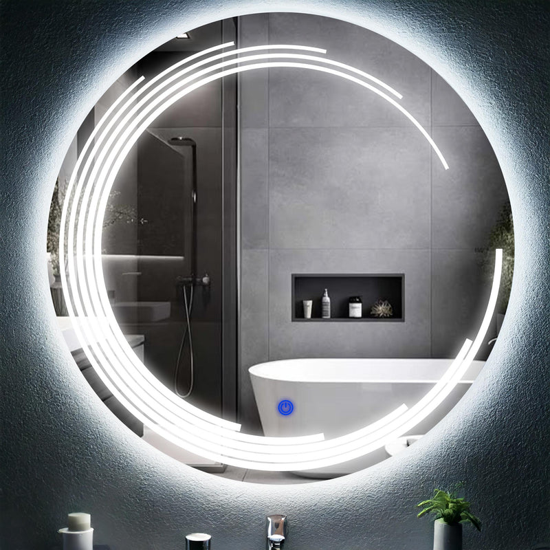 Miroir de salle de bain et lavabo LED sablé au laser Nova