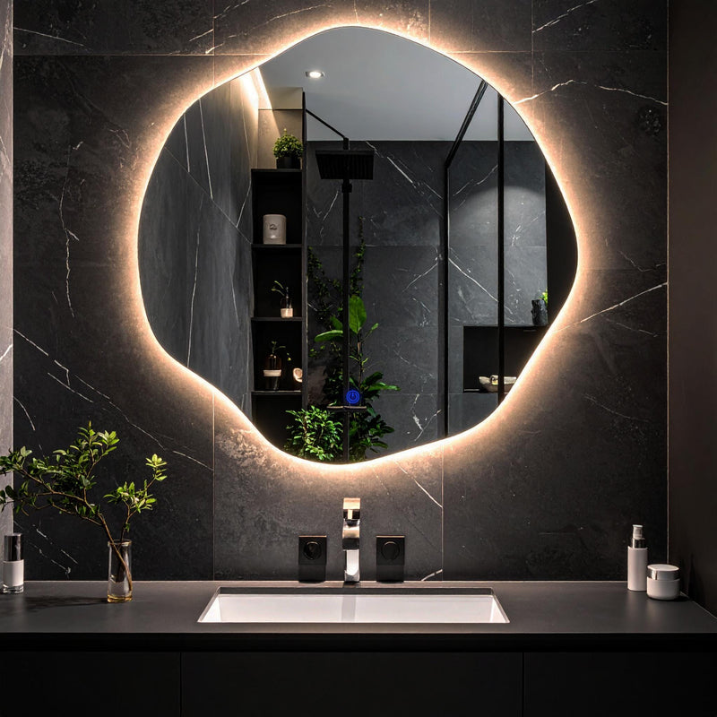 Miroir de salle de bain et lavabo LED
