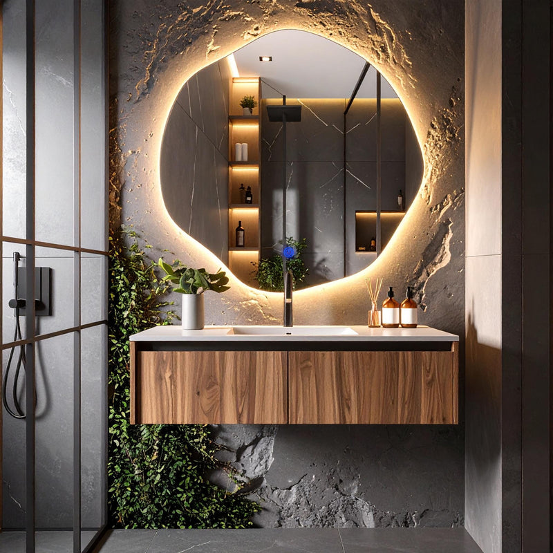 Miroir de salle de bain et lavabo LED