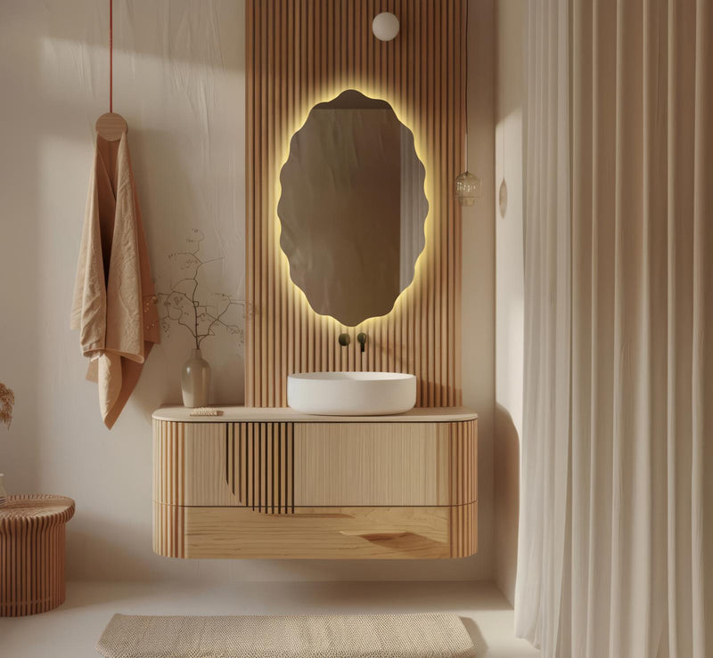 Miroir mural rétro-éclairé asymétrique