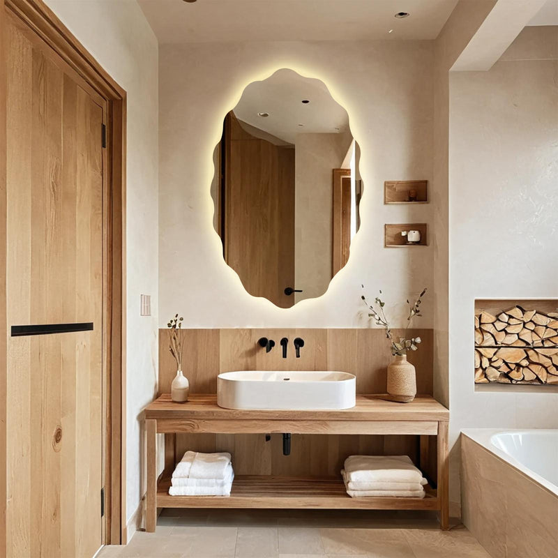 Miroir mural rétro-éclairé asymétrique