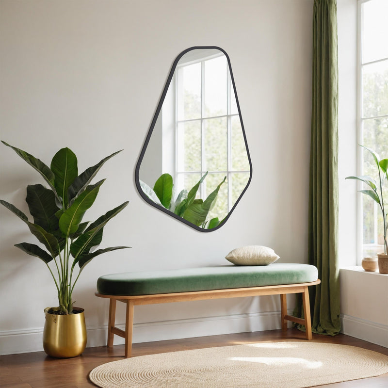 Miroir mural noir asymétrique - Miroir organique