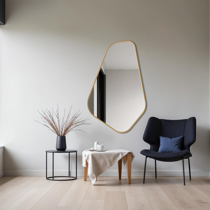 Miroir mural noir asymétrique - Miroir organique