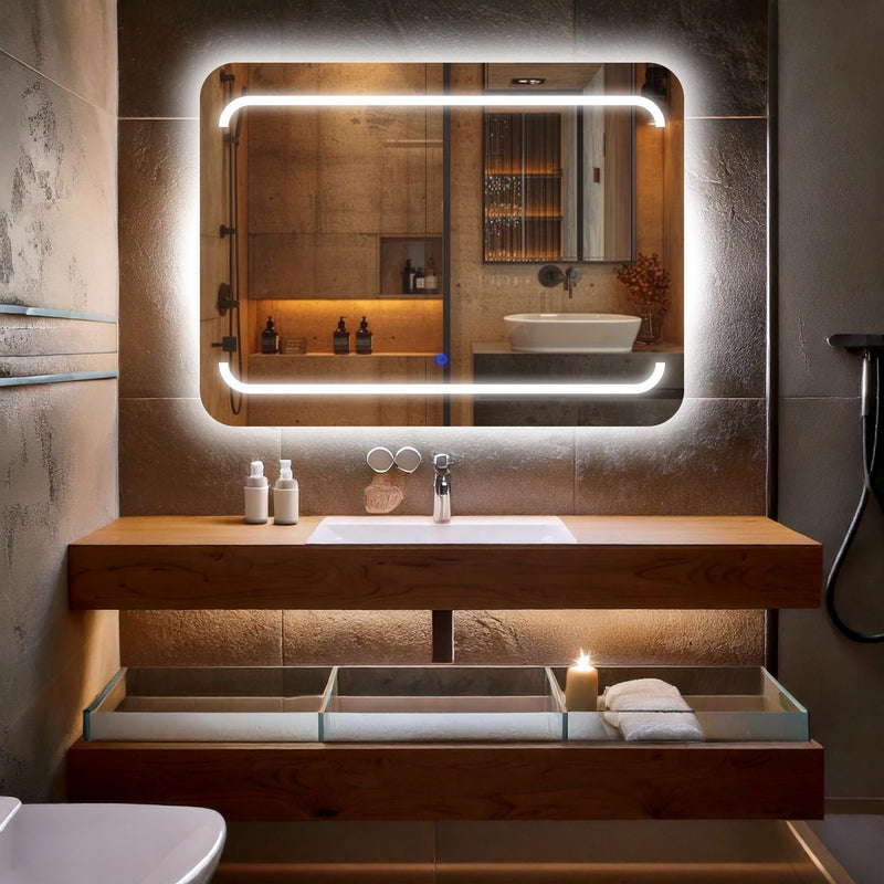 Recta, miroir de courtoisie rectangulaire LED