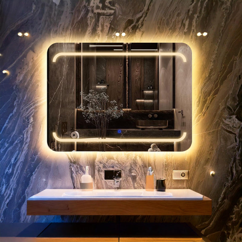 Recta, miroir de courtoisie rectangulaire LED