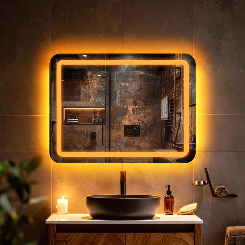 Quadra, miroir de courtoisie rectangulaire LED