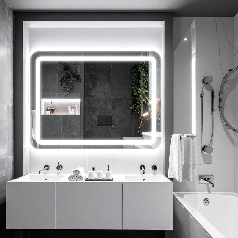 Quadra, miroir de courtoisie rectangulaire LED