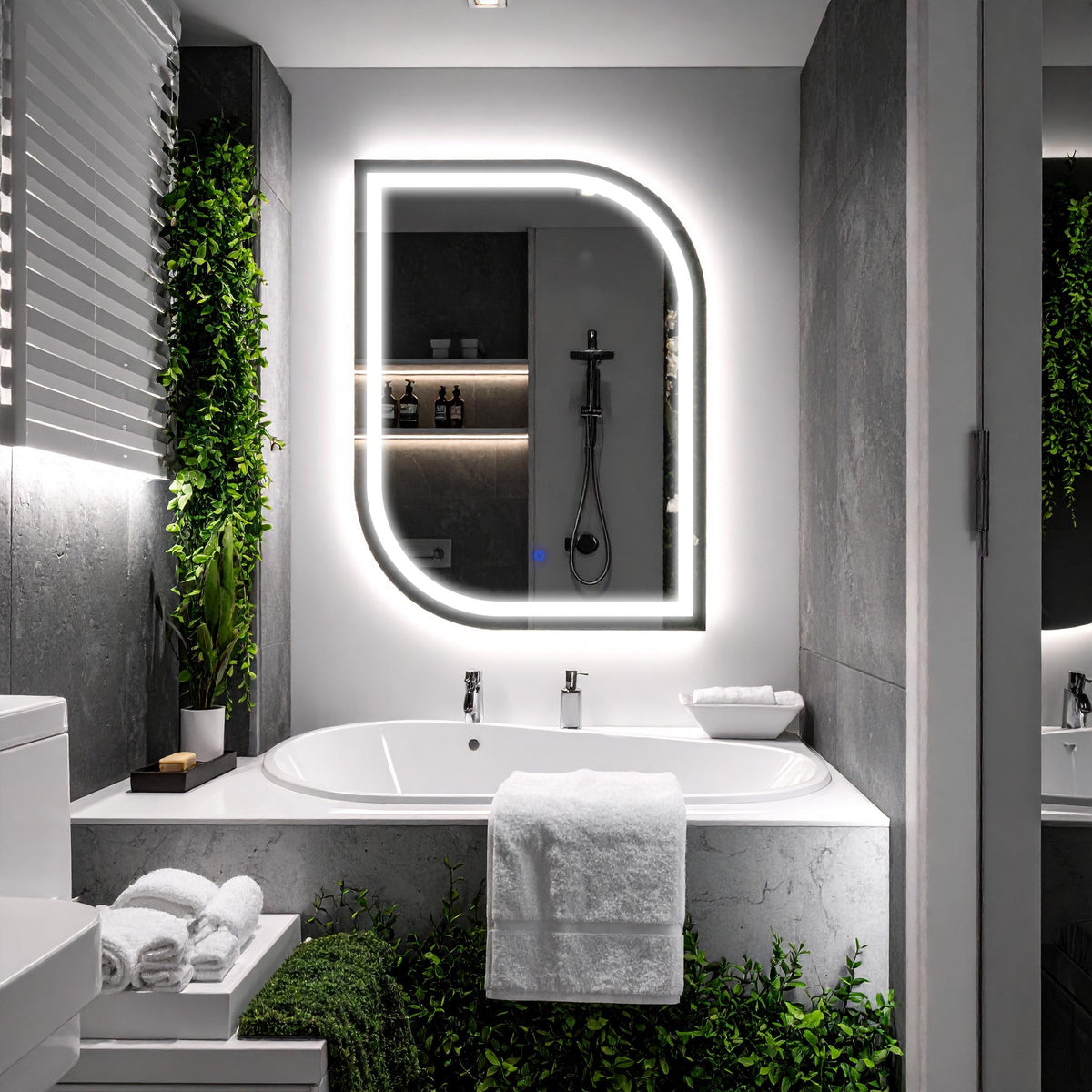 Curva, miroir de courtoisie rectangulaire LED