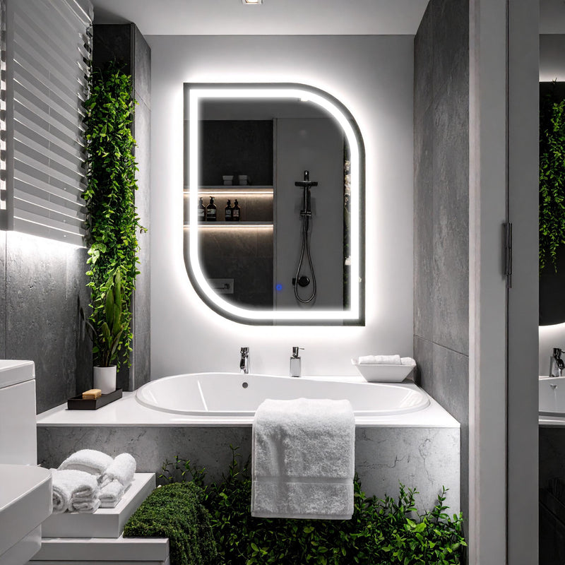 Curva, miroir de courtoisie rectangulaire LED