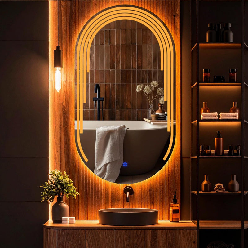 Eloura, miroir de courtoisie oblong à LED