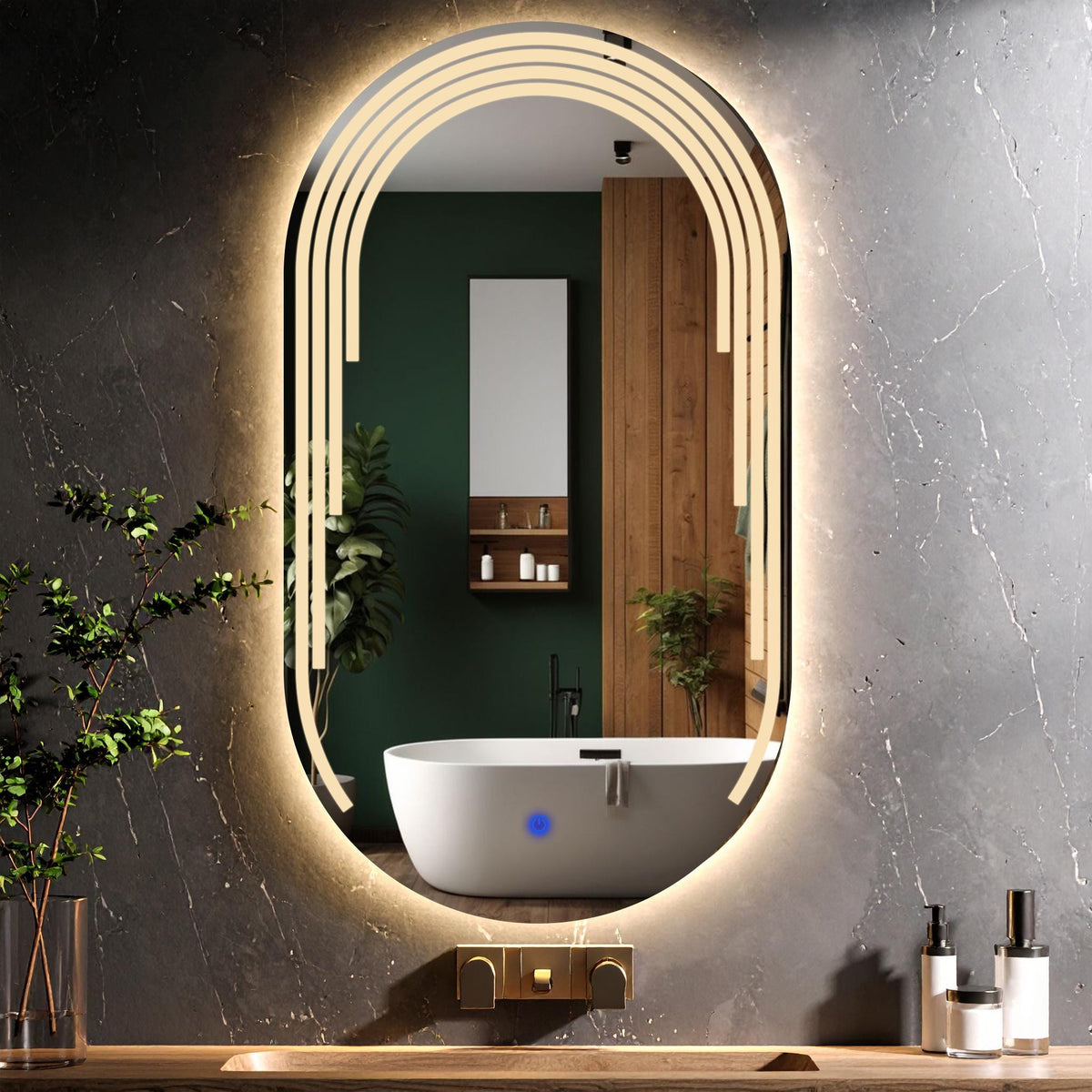 Eloura, miroir de courtoisie oblong à LED