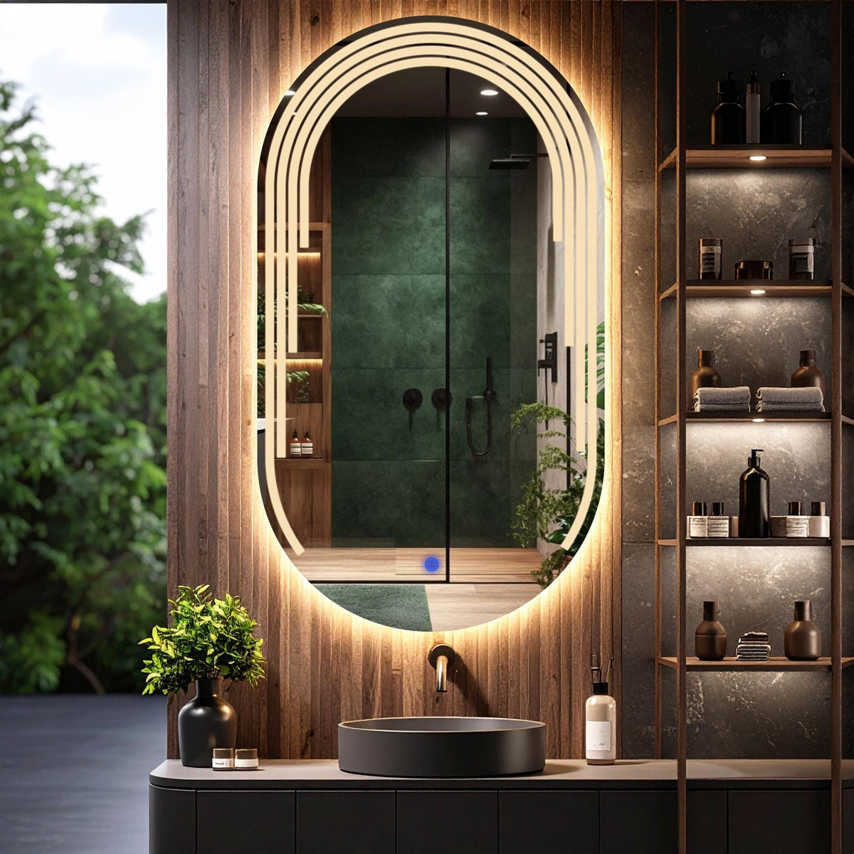 Eloura, miroir de courtoisie oblong à LED