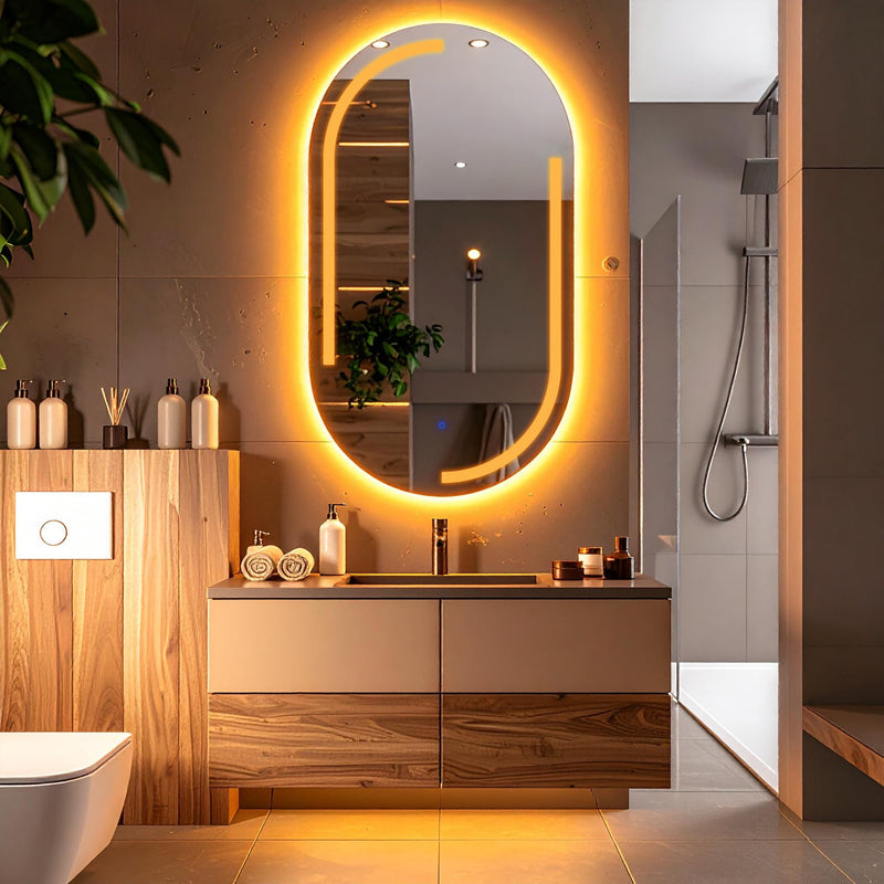 Lunare, miroir de courtoisie oblong à LED