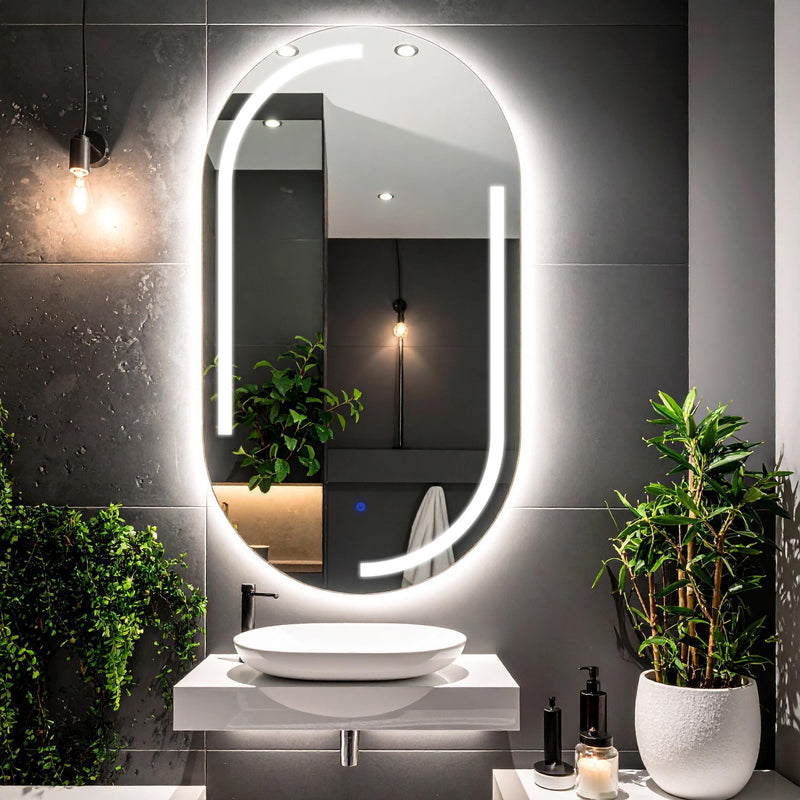 Lunare, miroir de courtoisie oblong à LED