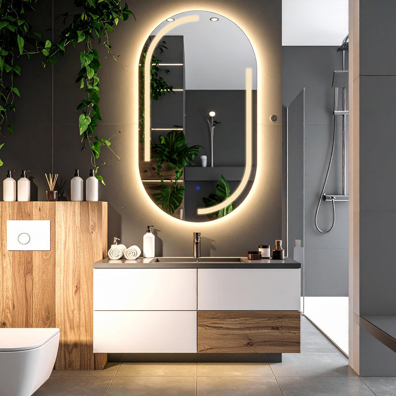 Lunare, miroir de courtoisie oblong à LED