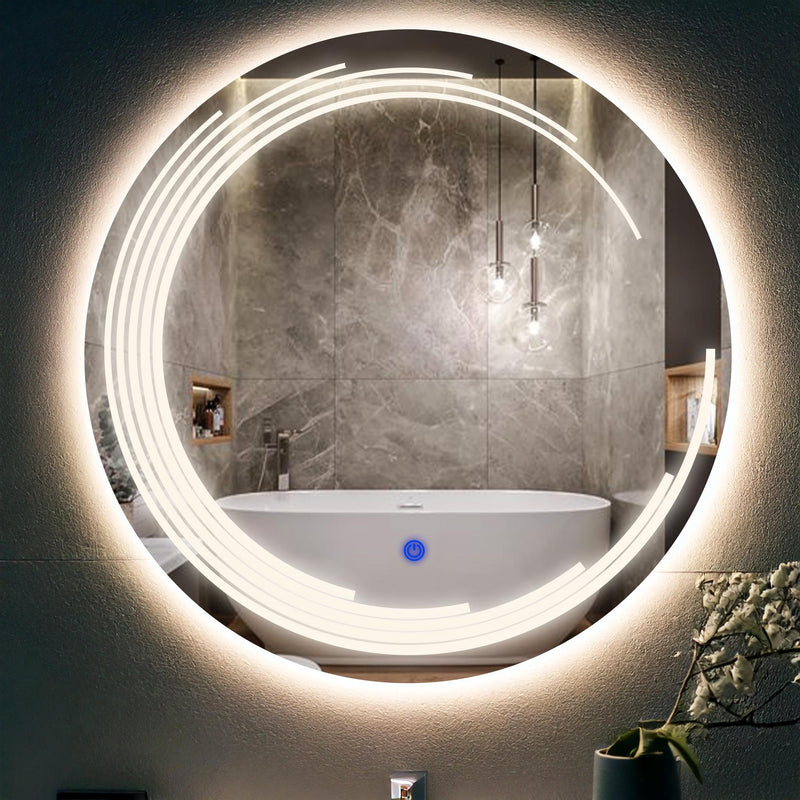 Miroir de salle de bain et lavabo LED sablé au laser Nova