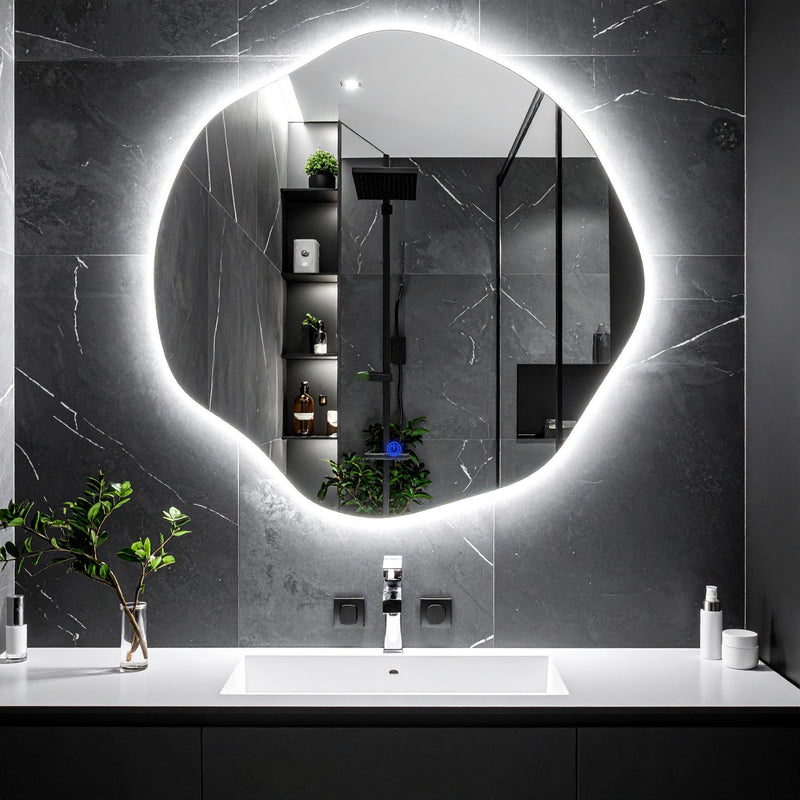 Miroir de salle de bain et lavabo LED