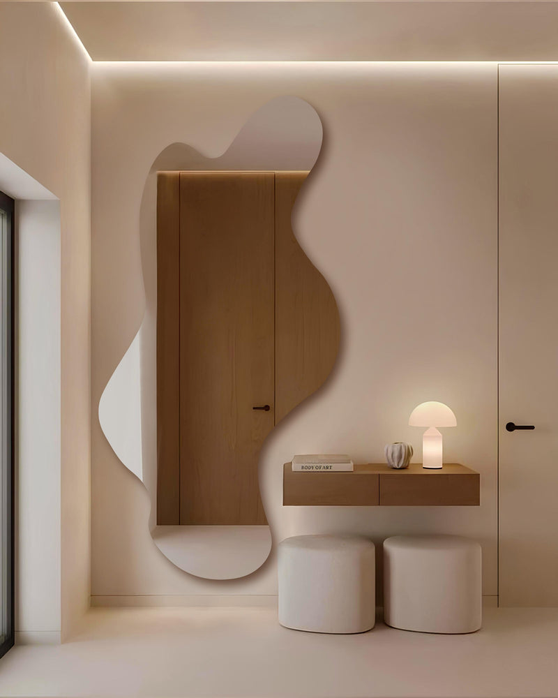 Grand miroir mural moderne ondulé sans cadre