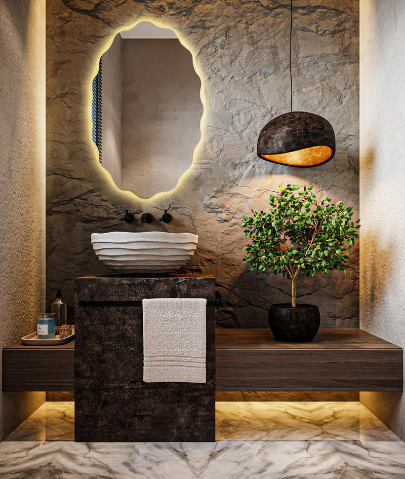 Miroir mural rétro-éclairé asymétrique